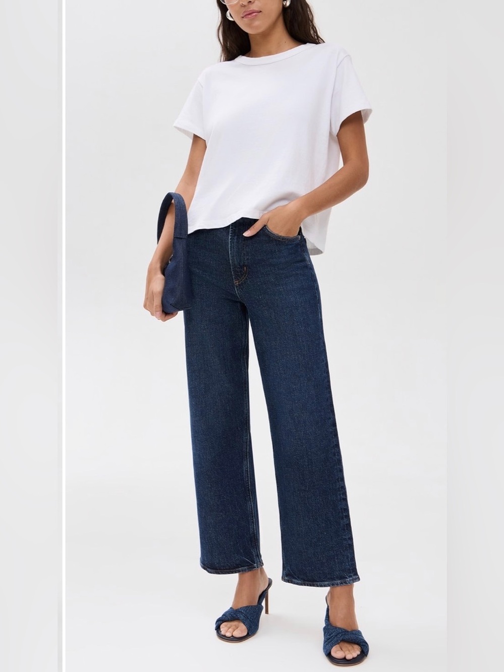AGOLDE dark wash high rise wide leg jeans
